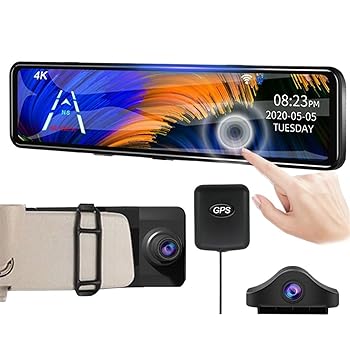 【中古】【未使用】ドライブレコーダー 4K 車 DVR 3840*2160P ダッシュカム バックミラー 12 インチ ビデオレコーダー デュアルレンズ オートカメラ パーキングモニ
