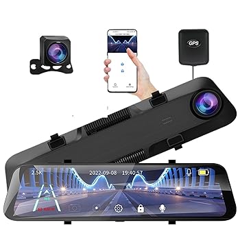 【中古】ドライブレコーダー 2.5K カービデオレコーダー 12 インチリアビューカメラミラーダッシュカム GPS WiFi DVR 2 カメラ自動監視ビデオカメラ ドラ