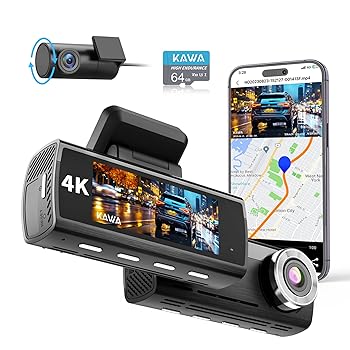 【中古】【未使用】ドライブレコーダー KAWA 解像度4K スマートフォン連動 夜は昼のような画質 音声コントロール 操作簡単 スマトフォン連動 360°回転 WI-FI対応