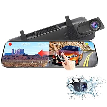 【中古】SANRON.TEC ミラー型 ドライブレコーダー デジタル インナーミラー ドラレコ 前後カメラ タッチパネル 10インチ 右ハンドル ミラー 前後 バック