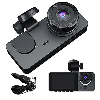 【中古】【未使用】車用ドライブレコーダー、1080P 車用カメラ, のナイトビジョン車載カメラ, Blac オートアクセサリー、フロントおよびリア用ループ録画カーカム