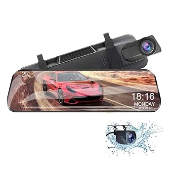 【中古】【未使用】ドライブレコーダー ミラー型 10インチ 伸縮式左カメラ 1080P前後カメラ超暗視機能 ドラレコ 170°+140°超広角ガイドライン調整可能 駐車監視