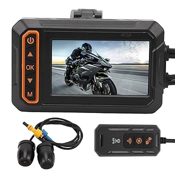 【中古】オートバイ DVR カメラレンズ フロントおよびリア 1080P 3 インチ スクリーン付き: モータースポーツ用オートバイ ドライブ レコーダー