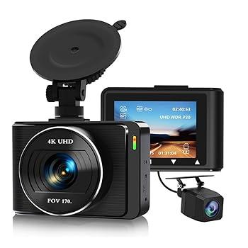 【中古】【未使用】4 K車載DVR、車載WiFiドライブレコーダー、前後高精細1080 Pデュアルレンズ自動ドライブレコーダー、内蔵WiFi GPS サポート24時間駐車監視Gセン