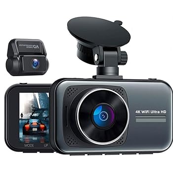 【中古】デュアルレンズドライブレコーダ、4 K UHD WiFi、GPSトラッカー付き、車載DVR、フロント2160 Pとリア1080 Pレコーダ、Gセンサ夜視駐車監視レコー