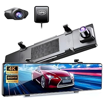 【中古】ドライブレコーダー ミラー型【12インチ大画面&4K GPS搭載&WIFI搭載】 タッチパネル式 ドライブレコーダー 前後カメラ 170°広角 HDR/WDR 超鮮明