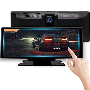 【中古】【未使用】HUAJUN ドライブレコーダー ミラー型 Carplay＆AndroidAuto対応 10.26インチ 前後カメラ ミラー型ドライブレコーダー カーオーディオ一体型ナビ