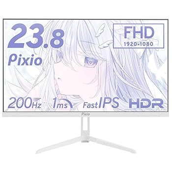 【中古】Pixio PX248 Wave White ゲーミングモニター 白 ホワイト 23.8インチ 200Hz FHD スピーカー内蔵 2年保証 30日間返品保証