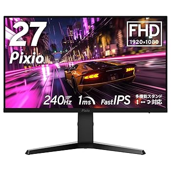 【中古】Pixio PX279 Prime Neo ゲーミングモニター 27インチ 240Hz FHD Fast IPS 1ms 高さ調整可能 ピボット機能 縦回転 多機能スタンド 2年保証 ピクシ|AJIMURA-SHOP