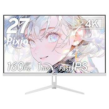 【中古】【未当て嵌める】Pixio PX27U Wave White ゲーミングモニター 27in 160サイクル 4K Fast IPS 白いこと 白 金棒引き内蔵 2年引き受ける PX27UWAVEW