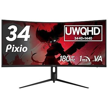 【中古】【未当て嵌める】Pixio PXC348C NEO ゲーミングモニター 曲線状の形 34in 180サイクル UWQHD Fast VA Type-C 広広とした管する ピクシオ