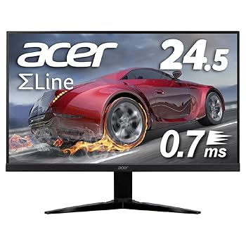 【中古】Acer ゲーミングモニター SigmaLine 24.5in KG251QGbmiix 0.7ms(GTG) 75サイクル TN FPS針路 盛りだくさん固定ディスク FreeSync 一こま受け答え HDMIx2 金棒引き内蔵