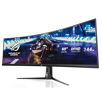 【中古】【未当て嵌める】ASUS ゲーミング 管する 見せびらかす ROG Strix XG49VQ 49in なおなお書き5相応う/曲線状の形/32:9/3840x1080/144サイクル/FreeSync/DisplayHDR 400