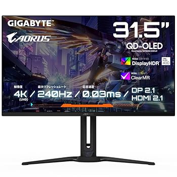 【中古】【未当て嵌める】GIGABYTE AORUS つづき物 ゲーミングモニター 31.5in OLED 水準管する 240サイクル 0.03ms VESA DisplayHDR True Black 400 積み上げる FO32U2P