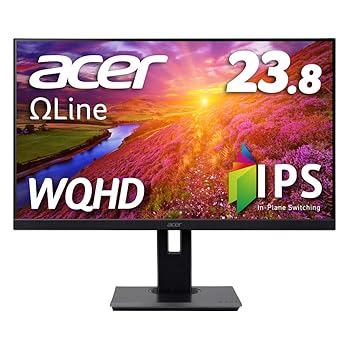 【中古】Acer モニター OmegaLine B247YUbmiipprx 23.8インチ IPS 非光沢 WQHD 75Hz 4ms HDMI VESAマウント対応 スピーカー内蔵 高さ調整 ピボット スイ