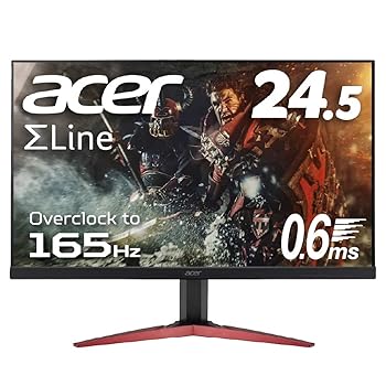 【中古】Acer ゲーミングモニター SigmaLine 24.5インチ KG251QJbmidpx 0.6ms(GTG) 165Hz TN フルHD FreeSync フレームレス HDMI スピーカー内蔵 ブルー