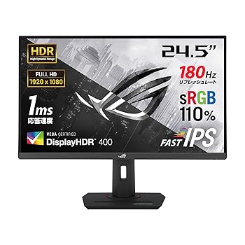 【中古】ASUS ゲーミングモニター ROG Strix XG259CS-J (24.5in/1920x1080/Fast IPS/180サイクル/1ms(GTG)/HDR/USB Type-C/DisplayPort 1.4/HDMI/国内定まり