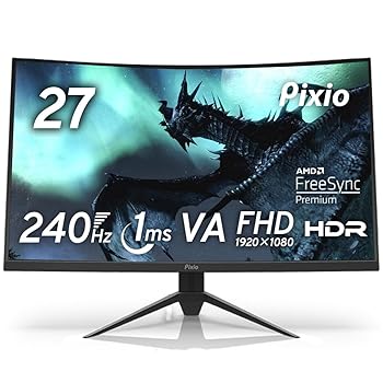 【中古】Pixio PXC279 湾曲 ゲーミングモニター 27インチ FHD VA 240Hz 1ms