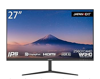 【中古】JAPANNEXT 27インチ モニター WQHD 2560 x 1440 IPS ディスプレイ (HDMI/DisplayPort/スピーカー内蔵/VESA対応/ブルーライトカット) JN-IPS27WQH