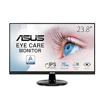 【中古】ASUS モニター Eye Care VA24DCP 23.8インチ / フルHD (1920 x 1080) / IPS / USB Type-C HDMI / 65W電力供給 / 75Hz / ブルーライト軽減 / フリ