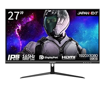 【中古】JAPANNEXT 27インチ ゲーミングモニター 165Hz 1ms フルHD 1920x1080解像度 IPS パネル ディスプレイ (HDMI/DisplayPort/VESA対応/ブルーライト