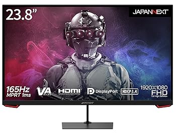 【中古】JAPANNEXT 23.8in ゲーミングモニター 165サイクル 1ms 盛りだくさん固定ディスク 1920x1080解像力 VA ダイアログボックス 見せびらかす (HDMI/DisplayPort/VESA相応う/青みともし火