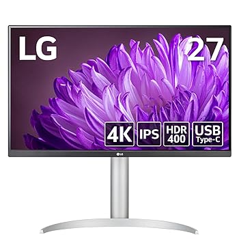 【中古】LG モニター ディスプレイ 27BP85UN-W 27インチ/4K/DisplayHDR400/IPSアンチグレア/USB Type-C、DisplayPort、HDMI×2/スピーカー搭載/FreeSync/