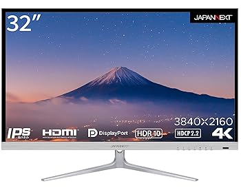 【中古】JAPANNEXT 32インチ モニター 4K UHD 3840x2160解像度 IPS ディスプレイ (HDMI/DisplayPort/スピーカー内蔵/VESA対応/ブルーライトカット) JN-IP