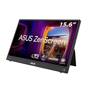 【中古】ASUS 携帯型管する ZenScreen MB16AHV 16in(15.6in見せびらかす) / 盛りだくさん固定ディスク(1920 x 1080) / IPS/HDMI/USB Type-C/ブルーライトフィルター/