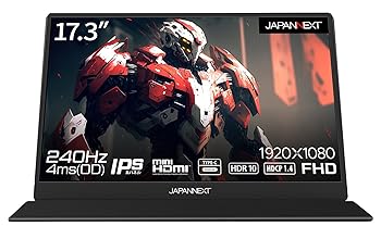 【中古】JAPANNEXT 17.3インチ モバイルモニター IPS パネル フルHD 1920x1080解像度 スマートケース付き (Type C/MAC PC対応/スピーカー内蔵/非光沢) JN