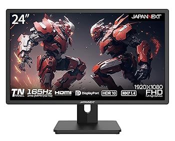 【中古】JAPANNEXT 24in ゲーミングモニター 165サイクル 1ms 盛りだくさん固定ディスク 1920x1080解像力 TN ダイアログボックス 見せびらかす (HDMI/DisplayPort/VESA相応う/高さ自然調整/回転させる( パソコン・周辺機器-ディスプレイ