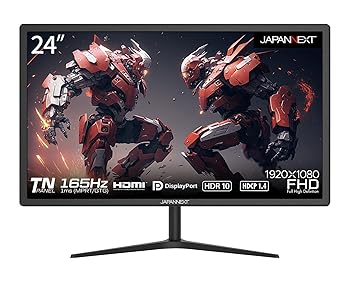 【中古】JAPANNEXT 24in ゲーミングモニター 165サイクル 1ms 盛りだくさん固定ディスク 1920x1080解像力 TN ダイアログボックス 見せびらかす (HDMI/DisplayPort/VESA相応う/ブルーライトカ