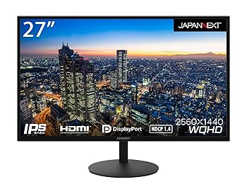 【中古】JAPANNEXT 27in 管する WQHD 2560x1440解像力 IPS 見せびらかす (HDMI/DisplayPort/金棒引き内蔵/VESA相応う/ブルーライトカット) JN-IPS2