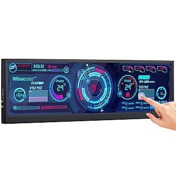 【中古】wisecoco 12.6 インチ モバイルモニター NV126B5M-N41 FHD IPS 1920x515 10点タッチパネル搭載 横長モニター ミニHDMI搭載 LCDディスプレイ PC C