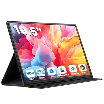 【中古】【未当て嵌める】REUMAR 10.5in 携帯型管する FHD 1920P HDR IPS液晶 100% sRGB 450nit 超薄軽さ249g｜USB-C/mini HDMI相応う｜なおなお書き5/Switch/Xbox/パソコン用ゲー