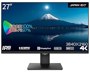 【中古】JAPANNEXT 27インチ モニター 4K UHD 3840x2160解像度 IPS ディスプレイ (HDMI/DisplayPort/スピーカー内蔵/VESA対応/ブルーライトカット) JN-IP