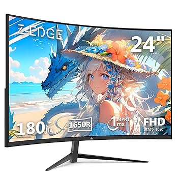 【中古】【未当て嵌める】Z Z-Edge(皆無外辺部) 曲線状の形ゲーミングモニター 24型 180サイクル 1650R曲面 VAダイアログボックス FHD(1920x1080) 1ms AMD FreeSync相応う HDR10標準尺度 非光輝/超薄型 H