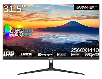 【中古】JAPANNEXT 31.5インチ モニター WQHD 2560x1440解像度 IPS ディスプレイ (HDMI/DisplayPort/スピーカー内蔵/VESA対応/ブルーライトカット) JN-IP｜AJIMURA-SHOP 39,108円