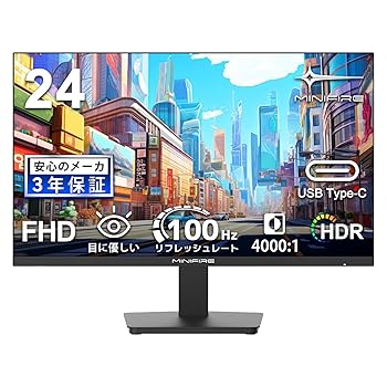 【中古】【未当て嵌める】Minifire 管する24in 見せびらかす100サイクル FHD 1080P USB-TypeC 青色点火装置助け出す フリッカーフリー VESA相応う 一こま受け答え HDMI1.4 短篇小説