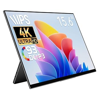 【中古】【未使用】EHOMEWEI モバイルモニター 15.6インチ 4K 3840x2400 DCI-P3 93% 超薄型 6mm 軽量 保護フィルム ケース付 メーカー3年保証 RQ-156NU 62,014円