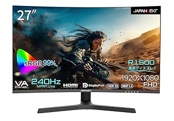【中古】【未使用】JAPANNEXT 27インチ ゲーミングモニター 240Hz 4ms フルHD 1920x1080解像度 VA パネル ディスプレイ (HDMI/DisplayPort/VESA対応/高さ調節/回転(
