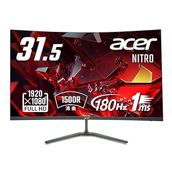 【中古】Acer ゲーミングモニター Nitro 31.5インチ 湾曲 IPS 非光沢 フルHD 180Hz 1ms HDMI 2.0 DisplayPort スピーカー内蔵 ヘッドホン端子 PC PS5 Xbo|AJIMURA-SHOP