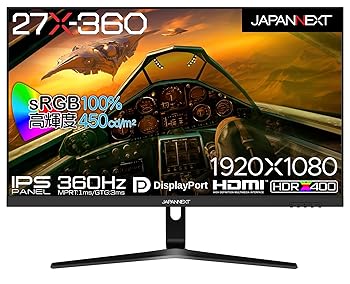 【中古】JAPANNEXT 27インチ ゲーミングモニター 360Hz 1ms フルHD 1920x1080解像度 IPS パネル ディスプレイ (HDMI/DisplayPort/VESA対応/ブルーライト|AJIMURA-SHOP