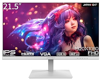【中古】【未使用】JAPANNEXT 21.5インチ モニター フルHD 1920x1080解像度 IPS ディスプレイ (HDMI/スピーカー内蔵/VESA対応/ブルーライトカット) JN-IPS215FHDR-W