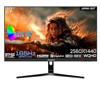 【中古】JAPANNEXT 27in ゲーミングモニター 165サイクル 1ms WQHD 2560x1440解像力 IPS ダイアログボックス 見せびらかす (HDMI/DisplayPort/VESA相応う/ブルーライトカ