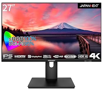 【中古】JAPANNEXT 27インチ モニター 4K UHD 3840x2160解像度 IPS ディスプレイ (KVM/HDMI/USB-C 給電 (65W) / DisplayPort/VESA対応/ブルーライトカッ