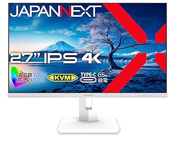【中古】【未使用】JAPANNEXT 27インチ モニター 4K UHD 3840x2160解像度 IPS ディスプレイ (KVM/HDMI/USB-C 給電 (65W) / DisplayPort/スピーカー内蔵/高さ調節/回|AJIMURA-SHOP