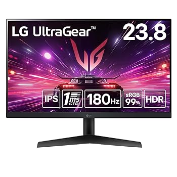 【中古】LG ゲーミングモニター UltraGear 24GS60F-B 23.8in/マイコン競り合い、身寄り用競り合い/盛りだくさん固定ディスク(1920×1080) /アンチグレア/180サイクル/IPS 1ms（GTG）/FreeS