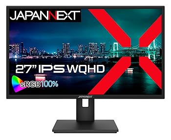 【中古】【未使用】JAPANNEXT 27インチ モニター WQHD 2560x1440解像度 IPS ディスプレイ (HDMI/DisplayPort/スピーカー内蔵/高さ調節/回転(ピボット)機能/VESA対応