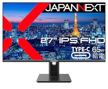 【中古】JAPANNEXT 27in 管する 盛りだくさん固定ディスク 1920x1080解像力 IPS 見せびらかす (HDMI/USB-C 給電 (65W) / DisplayPort/金棒引き内蔵/高さ自然調整/回転させる(